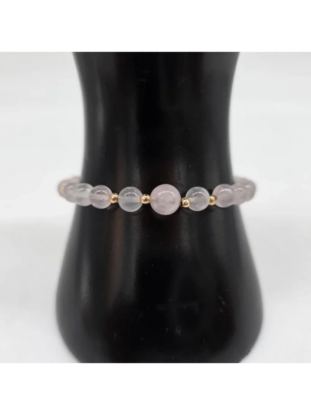 Rose Quartz Bracelet Gold Tone Beads With Lobster Clasp Closure - Picture 1 of 8